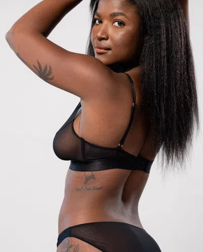 Understatement Mesh Plunge Bralette Black In Black