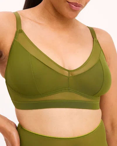 Understatement Mesh Support Bra Olive In Green