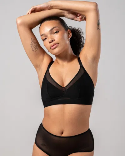 Understatement Mesh Support Bra Black In Black