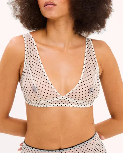 Understatement Mesh Plunge Bralette Cream/black In White