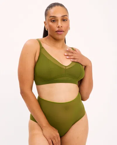 Understatement Mesh Support Bra Olive In Green