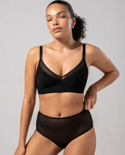 Understatement Mesh Support Bra Black In Black
