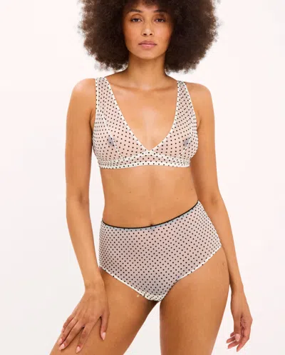 Understatement Mesh Plunge Bralette Cream/black In White