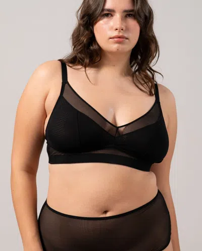 Understatement Mesh Support Bra Black In Black