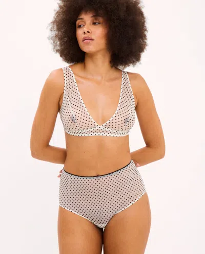 Understatement Mesh Plunge Bralette Cream/black In White
