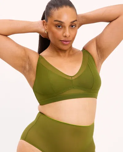 Understatement Mesh Support Bra Olive In Green