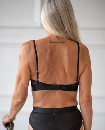 Understatement Mesh Plunge Bralette Black In Black