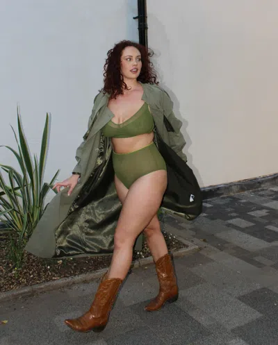 Understatement Mesh Support Bra Olive In Green
