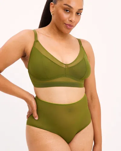 Understatement Mesh Support Bra Olive In Green