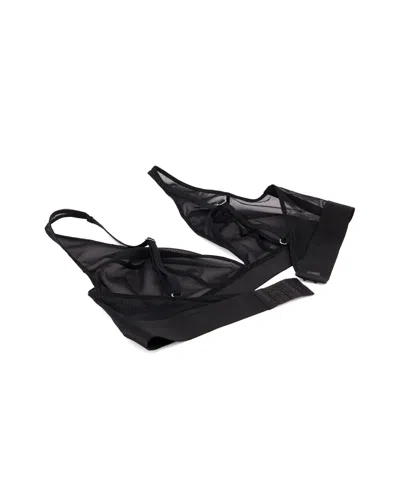 Understatement Mesh Plunge Bralette Black In Black