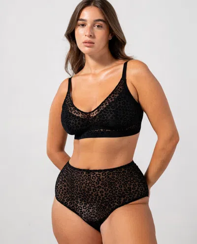Understatement Mesh Support Bra Black Leopard In Black