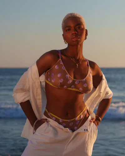 Understatement Mesh Scoop Bralette Warm Nude/lilac In Multi