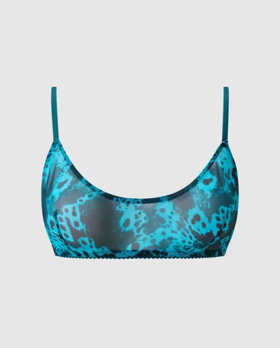 Understatement Mesh Scoop Bralette Deep Teal Orchid In Gold