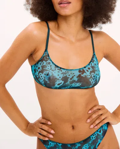 Understatement Mesh Scoop Bralette Deep Teal Orchid In Gold