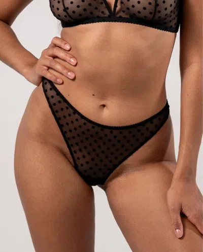 Understatement Mesh Thong Black Dots In Gold