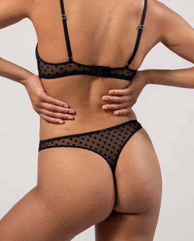 Understatement Mesh Thong Black Dots In Gold