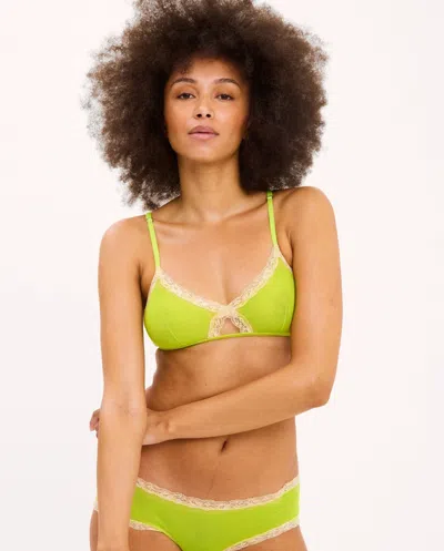Understatement Mesh Lace Cut-out Triangle Bralette Zesty Lime In Gold