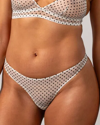Understatement Mesh Thong Cream/black In Gold