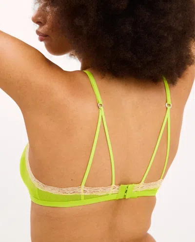 Understatement Mesh Lace Cut-out Triangle Bralette Zesty Lime In Gold