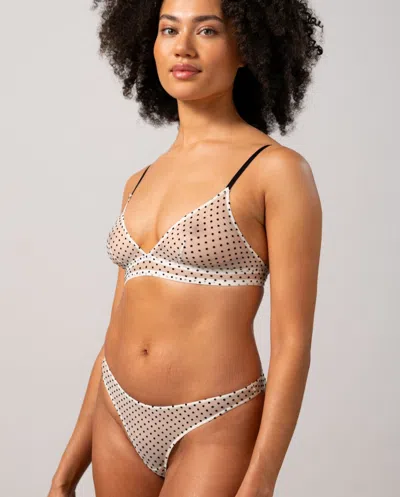 Understatement Mesh Thong Cream/black In Gold