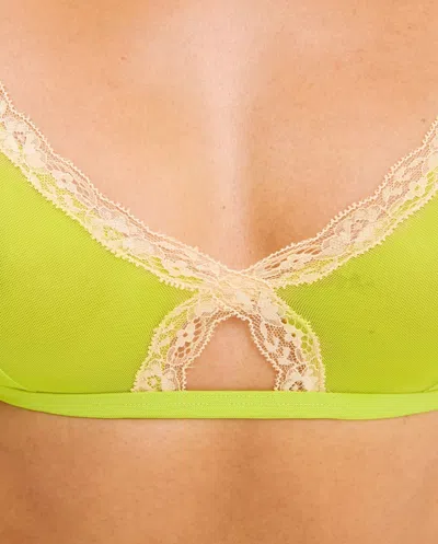 Understatement Mesh Lace Cut-out Triangle Bralette Zesty Lime In Gold