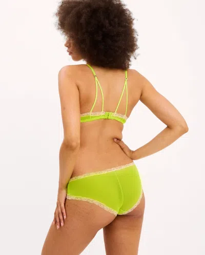 Understatement Mesh Lace Cut-out Triangle Bralette Zesty Lime In Gold