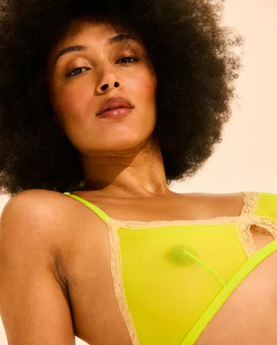 Understatement Mesh Lace Cut-out Triangle Bralette Zesty Lime In Gold