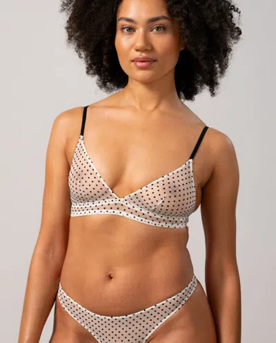 Understatement Mesh Triangle Bralette Cream/black In Multi