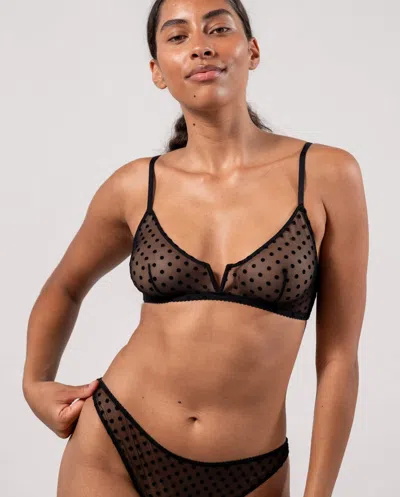 Understatement Mesh V-balconette Black Dots In Multi