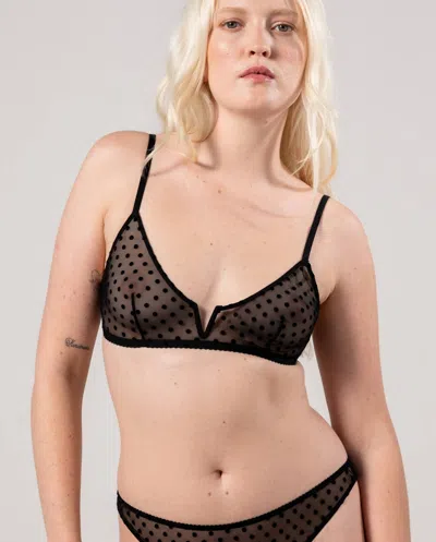 Understatement Mesh V-balconette Black Dots In Multi