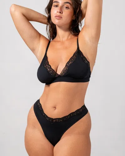 Understatement Micro Lace Thong Black In Black