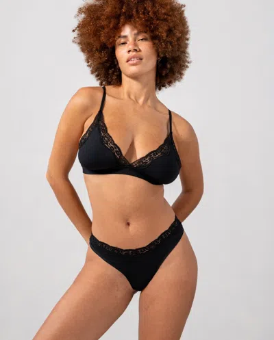 Understatement Micro Lace Thong Black In Black