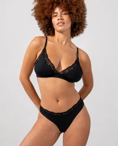 Understatement Micro Lace Triangle Bralette Black In Black