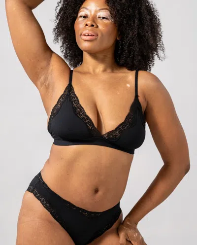 Understatement Micro Lace Triangle Bralette Black In Black