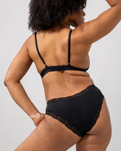 Understatement Micro Lace Triangle Bralette Black In Black