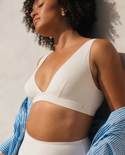 Understatement Plunge Bikini Top Cream In White