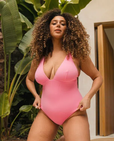 Understatement Plunge Swimsuit Candy Pink In Pink