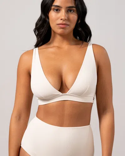 Understatement Plunge Bikini Top Cream In White
