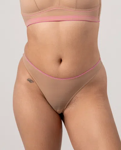 Understatement Mesh Thong Warm Nude/candy Pink In Brown