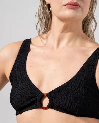 Understatement Ring Scoop Bikini Top Black In Black