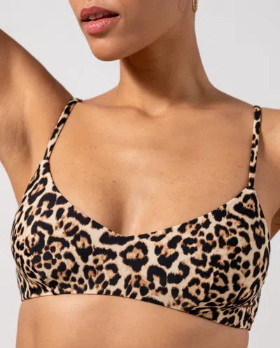 Understatement Strappy Scoop Bikini Top Leopard In Brown