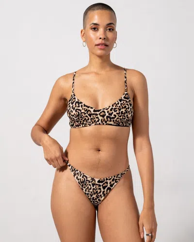 Understatement Strappy Scoop Bikini Top Leopard In Brown