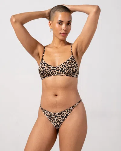 Understatement Strappy Scoop Bikini Top Leopard In Brown