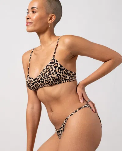 Understatement Strappy Scoop Bikini Top Leopard In Brown