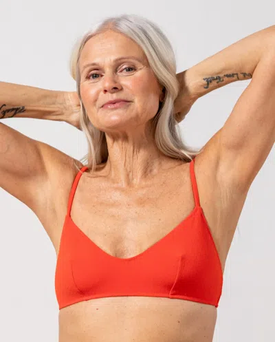 Understatement Strappy Scoop Bikini Top Papaya In Red