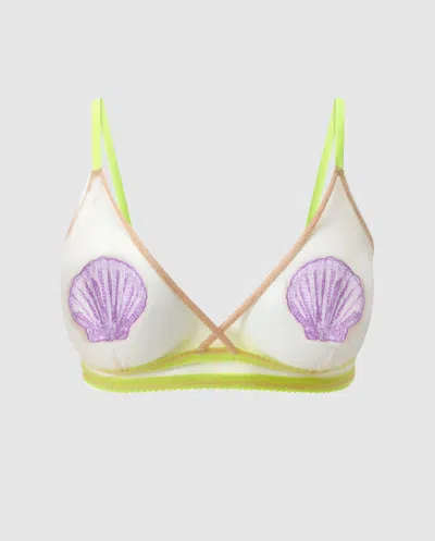Understatement Mesh Triangle Bralette Warm Nude/lilac In Green