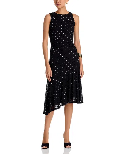 Rails Daija Polka Dot Sleeveless Asymmetric Midi Dress In Black