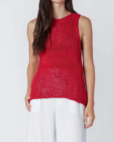Dex Open Knit Tank Top In Cherry In Red