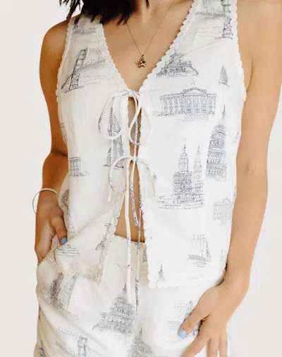 Skies Are Blue Sightline Monument Vest Top (size Reg & Plus) In Blue In White