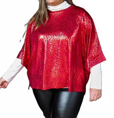 Adrienne Speak From The Heart Blouse In Red Cat In White